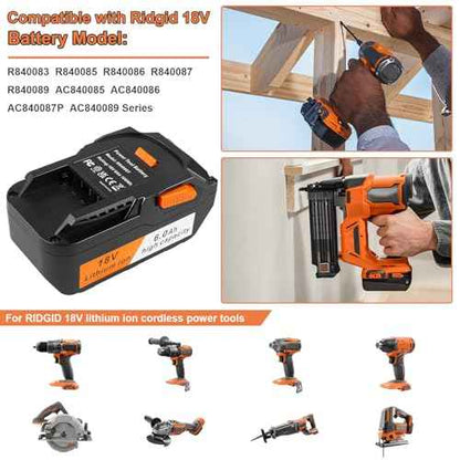 Fancy Buying 2 Pack 6.0Ah Replacement for Ridgid 18V Battery R840083 R840084 R840085 R840086 R840087 R840095 R86092 AC840087P Cordless Drill Tools Battery