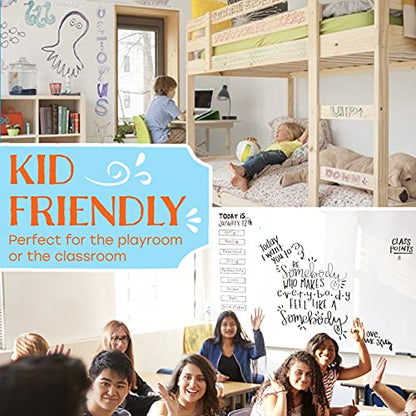 MMFB White Board Sticker Dry Erase, Chalkboard Wallpaper Stick and Peel Adhesive Roll with 4 Ery Erase Chalk Markers for Wall, Tables, Schools, Home (17.8" X 108", 1 Pack)