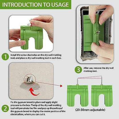 OwnMy 5PCS Drywall Outlet Markers for Drywall Installation No Measuring Needed Drywall Marking Tools for Electrical Outlets, Drywall Outlet Box Marking Locators Drywall Wire Protection Tools, Green