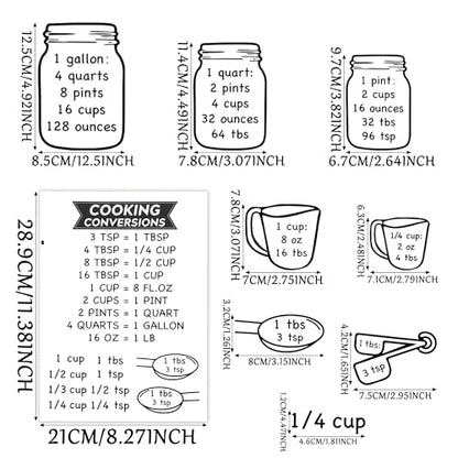 Kitchen Unit of Measurement Conversion Chart, Vinyl Measuring Conversion Decals for Cooking Baking, Gallon Quart Pint Cup Ounce Tbsp Tsp Conversion Chart Stickers for Cupboard Wall Fridge