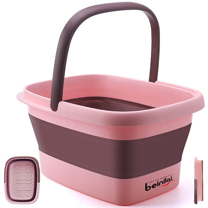 Collapsible Foot Bath Basin for Soaking Feet,Pedicure Foot Spa, Foot Tub with Handles and Massage Acupoint,Multifunction Collapsible feeting Soak Tub-Green