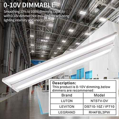 165W LED Linear High Bay Light Fixture, 2FT 22280LM(135LM/W) 5000K Daylight LED Workshops Light,100-277V, 0-10V Dimmable UL Warehouse Lighting for Exhibition hall, Supermarkets, 5 Years Warranty
