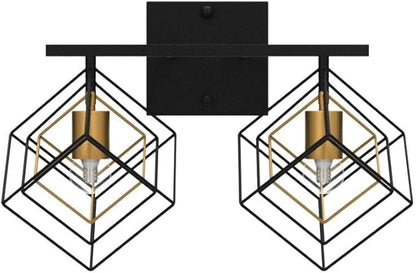 Bathroom Vanity Light with 2 Bulbs Bathroom Light Fixtures Over Mirror with 2 Rotatable Cube Shades Modern Wall Mounted Matte Black