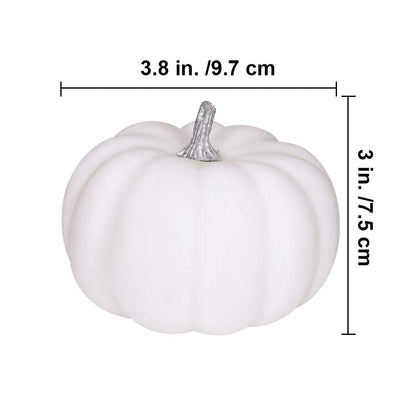 BESTTOYHOME 8 Pcs Realistic 4" Fall Harvest Small Off White Mini Artificial Pumpkins for Halloween, Fall and Thanksgiving Decorating