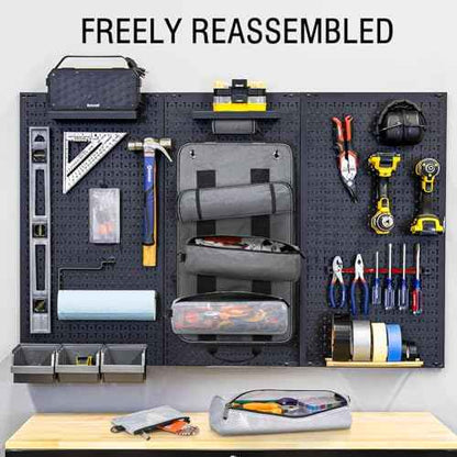 Tool Bag Roll Up Tool Organizer Bag Roll Up Tool Bag Organizer Tool Roll Bag with Small Detachable Tool Bags and Wrench Roll Up Pouch, Gifts for Men, Mechanic, Electrician, Grey