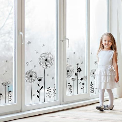 Supzone Black Dandelion Wall Stickers Attractive Flying Flower Butterfly Wall Decals Peel and Stick Creative Self Adhesive Wall Art Sticker for Bedroom Living Room Office Sofa Wall Decor