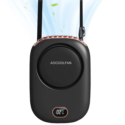 AOCOOLFAN Portable Neck Fan, Mini Small Personal Handheld Fan USB Rechargeable 3 Speed for Girls Boys Woman Eyelash Travel Home Office Outdoor (Black)