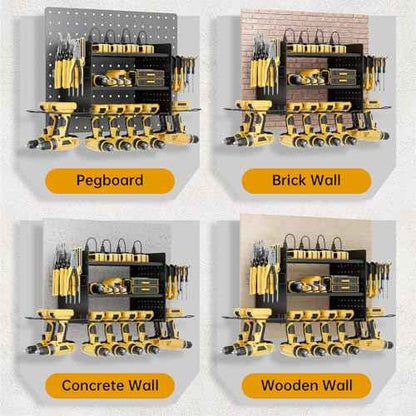 Power Tool Organizer Wall Mount, 3 Layer 8 Drill Holder Tool Shelf Storage Rack for Garage Organization, Birthday Gifts for Him Men Dad Husband Anniversary Fathers Day, Cool Gadget Stocking Stuffer