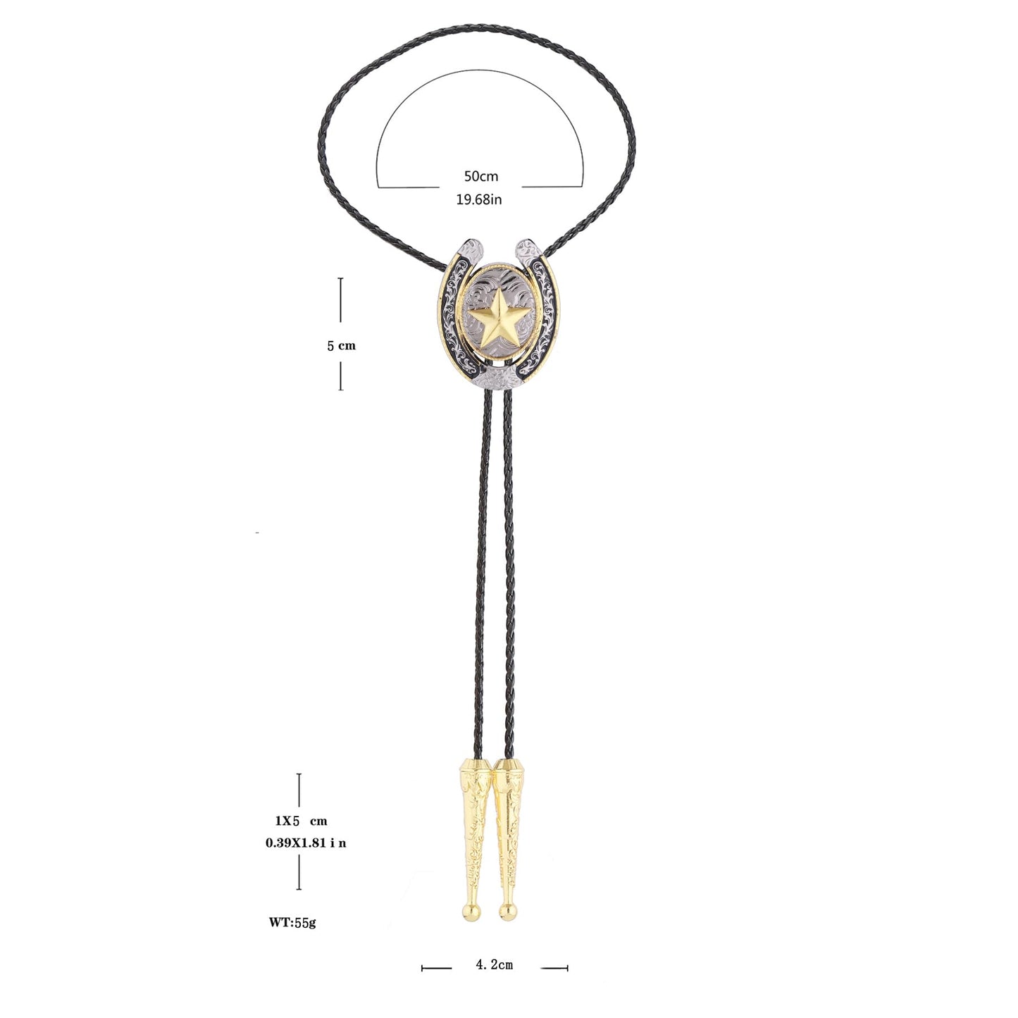 Jeilwiy Star Bolo Tie for Men Gold Vincent Vega Bolo Tie Mens Custom Leather Indian Cowgirl Necktie