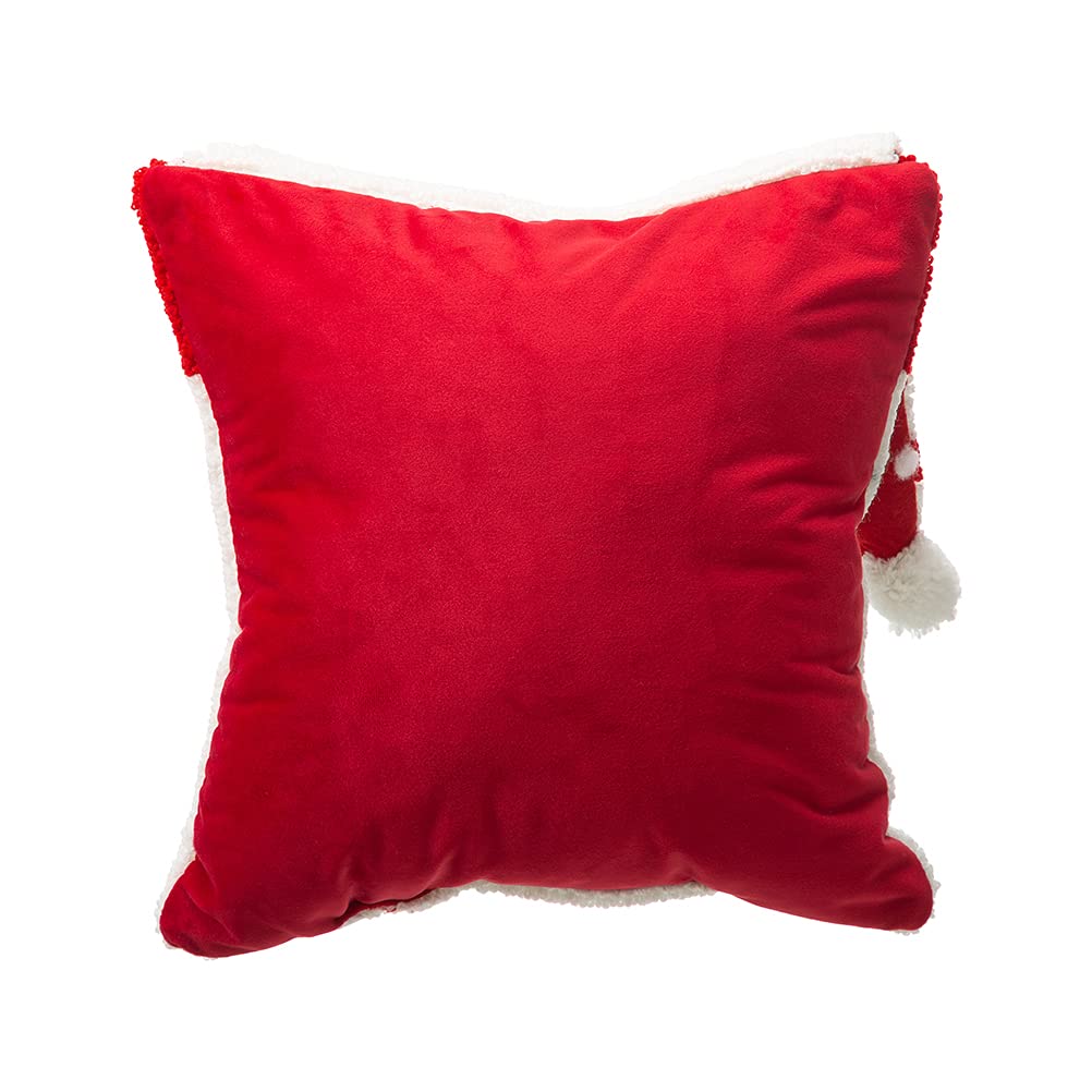 Glitzhome Hooked Merry Christmas 3D Santa Throw Pillow Filled Cushion Sofa Decorative Pillow 14" L x 14" W