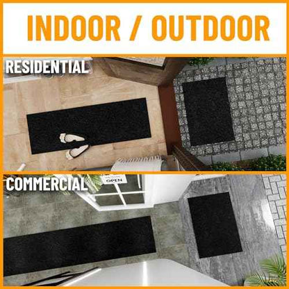 Ottomanson Hallway Runner Rug 2' x 6' Durable Non-Slip Mat with Scraper Pile for Indoor & Outdoor Use - Ideal for Kitchen, Entryway, Patio & Garage - High-Traffic Carpet, Black