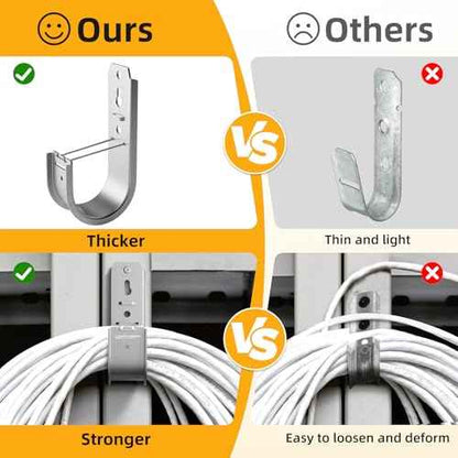 50 Pack Wall Mount J Hook with Retainer Clip,Galvanized Steel J Hooks for Cable Management,J-Hook for Hanging Cable & Wire Support Ceiling Mount to Ceilings Beams - 2 Inch