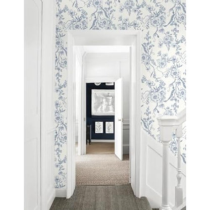Peel and Stick Wallpaper Periwinkle Blue Wall Paper Floral Contact Paper Removable Self Adhesive Leaf Boho Waterproof Wallpaper for Walls Vinyl Rolls 16.1"x78.7"