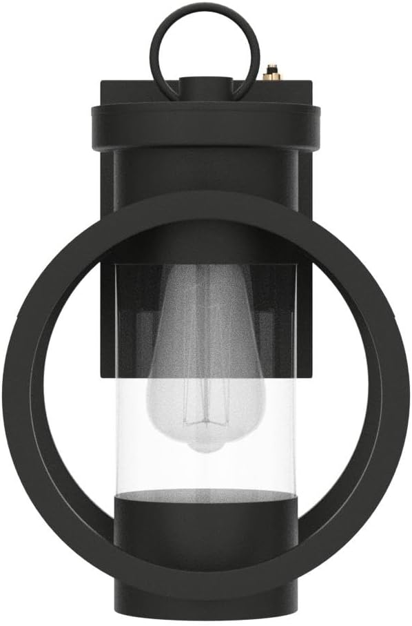 Dusk to Dawn Sensor Industrial Outdoor Wall Sconce Modern Exterior Wall Mounted Light Fixture Waterproof Outdoor Wall Lantern, Matte Black Outside Wall Lamp with Seeded Glass for House, Porch, Garage