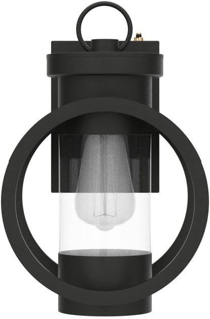 Dusk to Dawn Sensor Industrial Outdoor Wall Sconce Modern Exterior Wall Mounted Light Fixture Waterproof Outdoor Wall Lantern, Matte Black Outside Wall Lamp with Seeded Glass for House, Porch, Garage