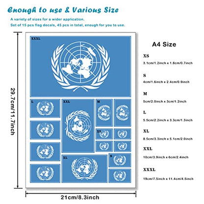 QQSD United Nations Flag Sticker UN Decal in Multiple Sizes, 3 Pack, 11.7 x 8.3 Inches