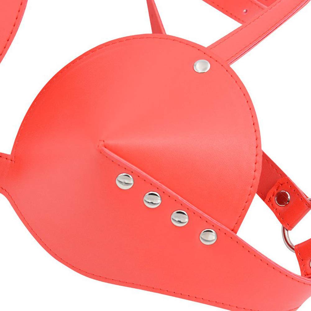 Women's Leather Bullet Cup Bra Body Harness Adjustable Brooch Buckle Punk Lingerie Bra Catwoman Costume(red) One Size