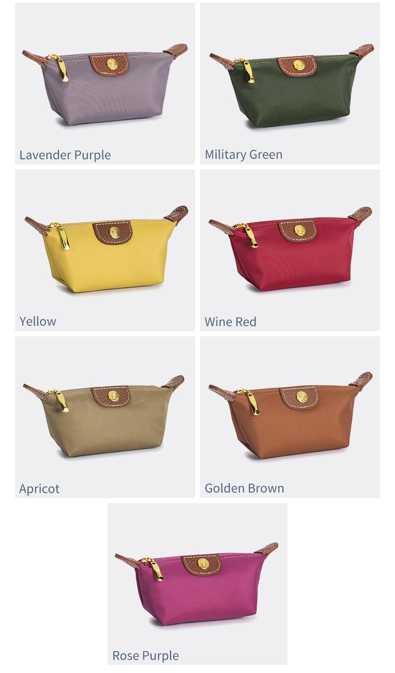 Womens Unique Change Purse Vintage Nylon Zip Coin Wallet Mini Bag (Apricot)