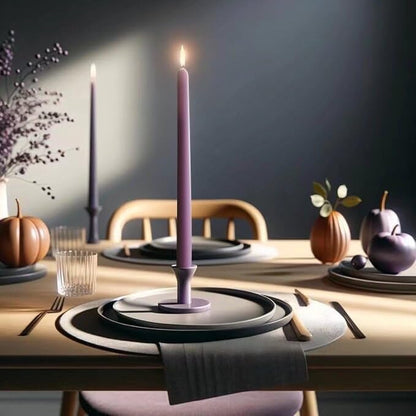 12-Inch Tall Dripless Taper Candles Set of 4 - Purple Tapered Candles, Perfect for Halloween - Smokeless, Unscented, Long Burning - Hand Poured, Colored Tall Candlesticks - Light Purple