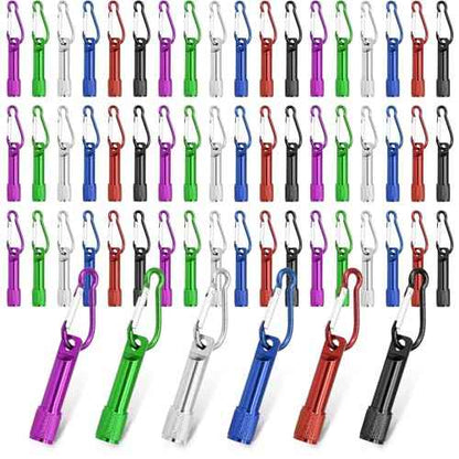 60 Pack Mini Keychain Flashlights Bulk, Ultra-Bright LED Metal Carabiner Clip Lights,Compact Emergency Lights for Camping, Hiking, Cycling, Survival Kits(60)