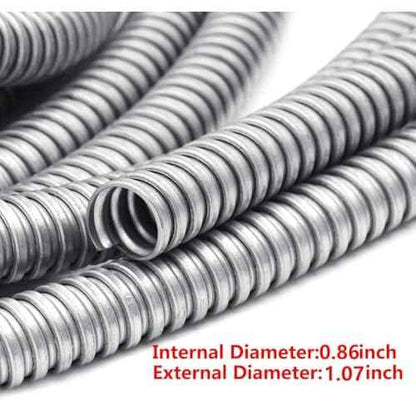 50 ft 3/4 Inch Reduced Wall Flexible Metal Conduit, Galvanized Steel Outdoor Electrical Conduit for Greenfield Wiring, Cable Management