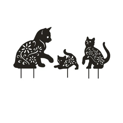 RANNYOZIO 3 Pack Cat Decorative Garden Stake Metal Cat Garden Statues Black Cats Silhouette for Yard Outdoor Decor Lawn Ornaments