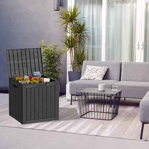 30 Gallon Waterproof Outdoor Storage Box - All-Weather Deck Box for Patio & Pool, Lockable Resin Patio Deck Box with UV Protection, Matte Black