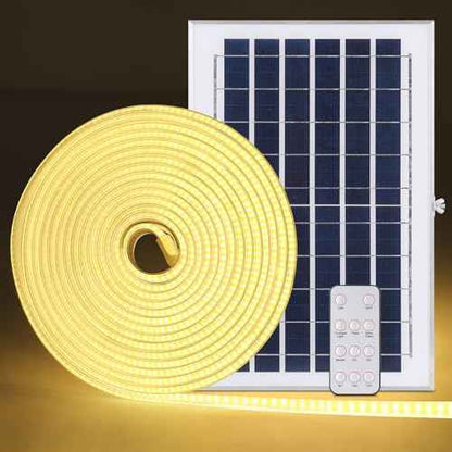 Outdoor solar light strip, LED light strip solar 6000mAh 32.8 FT 3200 LED, solar light strip from dusk to dawn, with remote automatic on/off function, gardens, balconies, swimming pools (warm light)