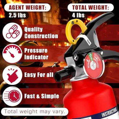 Ougist 3 Pieces Fire Extinguisher Kit for Home Kitchen and Car ? Includes 2.5 lb ABC Dry Powder Fire Extinguisher with Quick-Release Handle, Emergency Smoke Hood and Fire Blanket