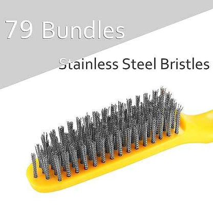 Stainless Steel Wire Brush 2 Pcs, 79 Bundles of bristles, 10.5" Plastic Contoured Handle, Heavy Duty Scratch for Cleaning Rust Dirt Before Welding, Dust and Paint Scrubbing (LWH-2SP)