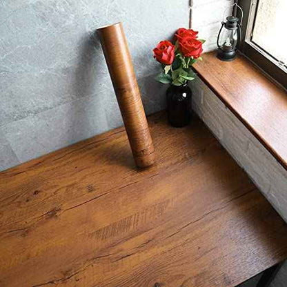 EeeComing Contact Paper Countertop Peel and Stick Wallpaper Wood Brown Wall Paper Wood Grain Contact Papers Removable Wallpaper Waterproof Self Adhesive Wallpapers Roll 78.7Inx15.7In