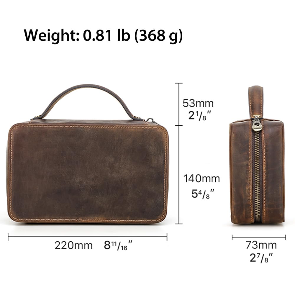 CONTACTS Pipe Tobacco Pouch with Pipe Stand Full Grain Leather Tobacco Pipe Accessories Bag Handmade Travel Organizer for 2 Pipes, Lighter, Cigarette