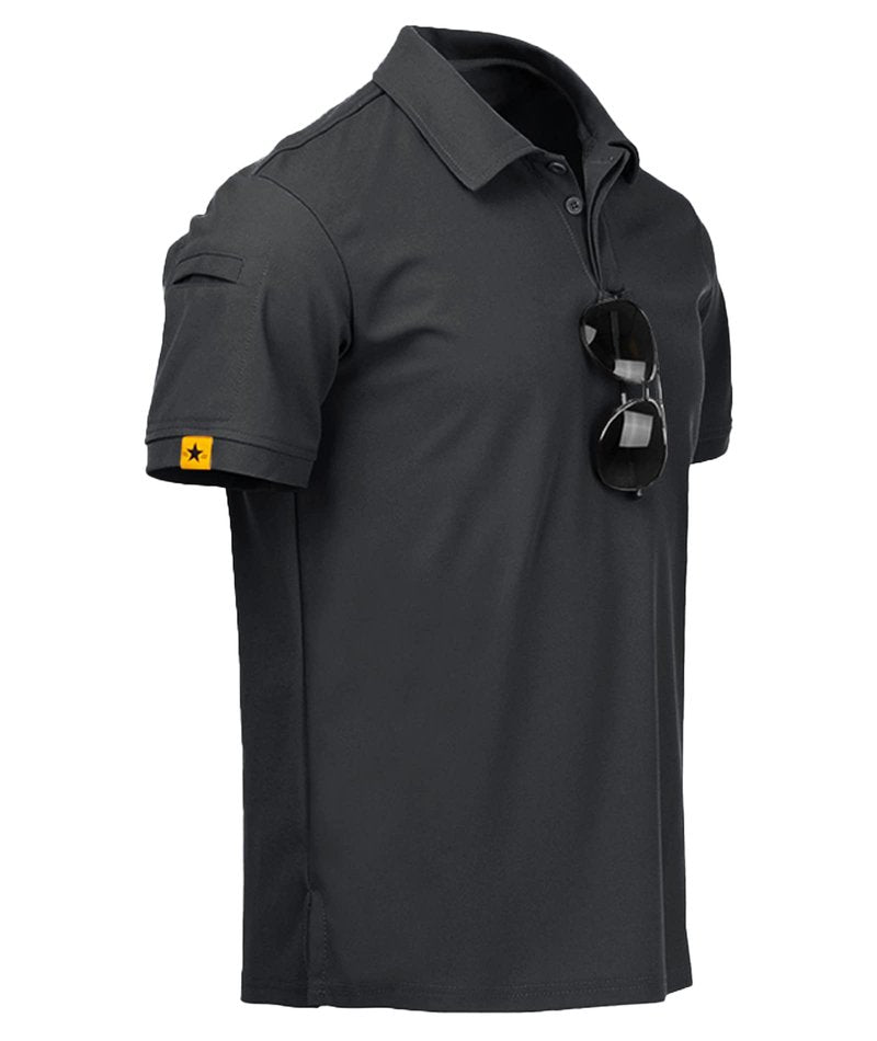 ZITY Mens Polo Shirt Short Sleeve Sports Tactical T-Shirt Athletic Golf Polos Daily Casual Stylish Collared Shirts for Men Dark Grey 5X-Large