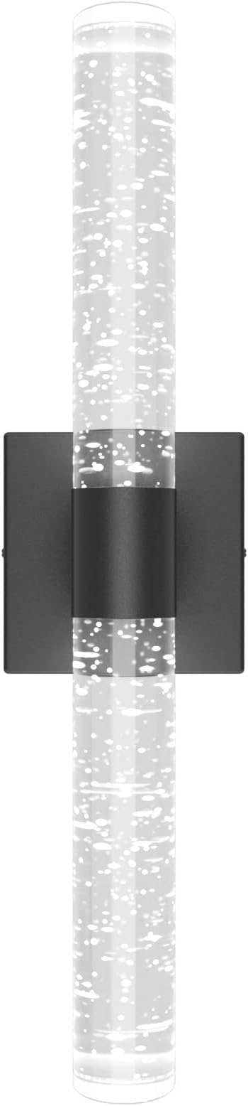 Tipace Black LED Crystal Bathroom Vanity Light Fixtures,Modern Wall Sconces Bubble Glass Wall Lights,6000K Wall Lamp for Bathroom,Living Room, Bedroom,Hallway