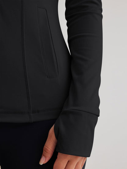 Trendy Queen Womens Lightweight Zip Up Jackets 2025 Athletic Hoodies Fall Gym Shirts Running Workout Clothes with Pocket Black S