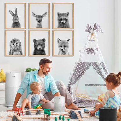 EPHANY Black and White Wall Art, Baby Animal Posters and Prints, Safari Bunny Prints, Nursery Bear Wall Art, Owl Print Wall Art Nordic Picture Kids Room Decoration (YMX017,8"x10"(20x25cm))