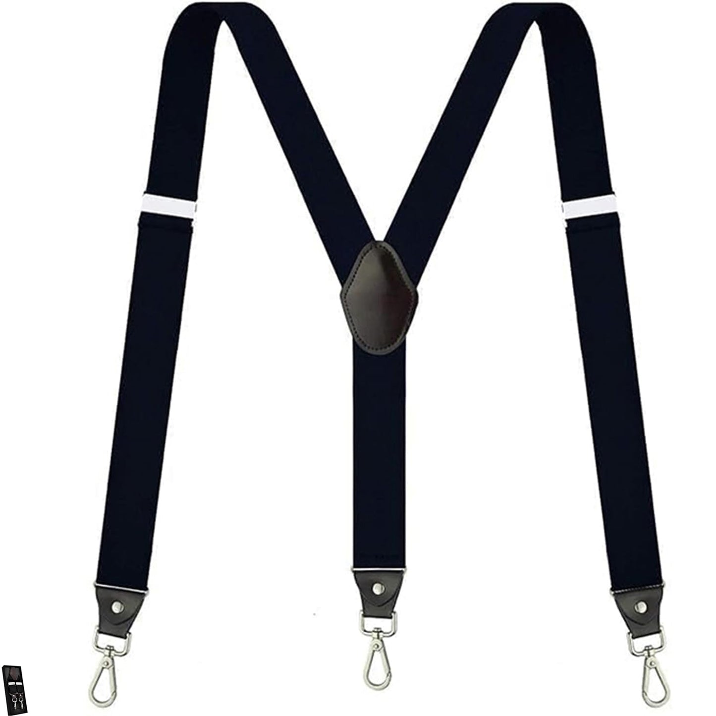 Vauhse Delicated Suspenders for Men, Adjustable Suspenders with Elastic Straps Y-Back Construction Heavy Duty for Work Black