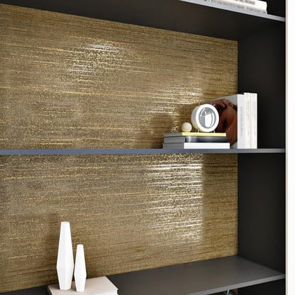Gold Brown Grasscloth Peel and Stick Wallpaper Gold Contact Paper Brown Textured Wallpaper Fabric Self Adhesive Removable Contact Paper for Countertops Cabinets Liner Renter 15.7"¡¿78.7"
