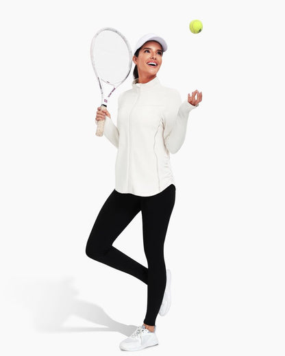 Vldnery Women's UPF 50+ Sun Protection Lightweight Jacket Zip Up Long Sleeve Sun Shirt for Women with Thumb Hole Hiking (White Large)