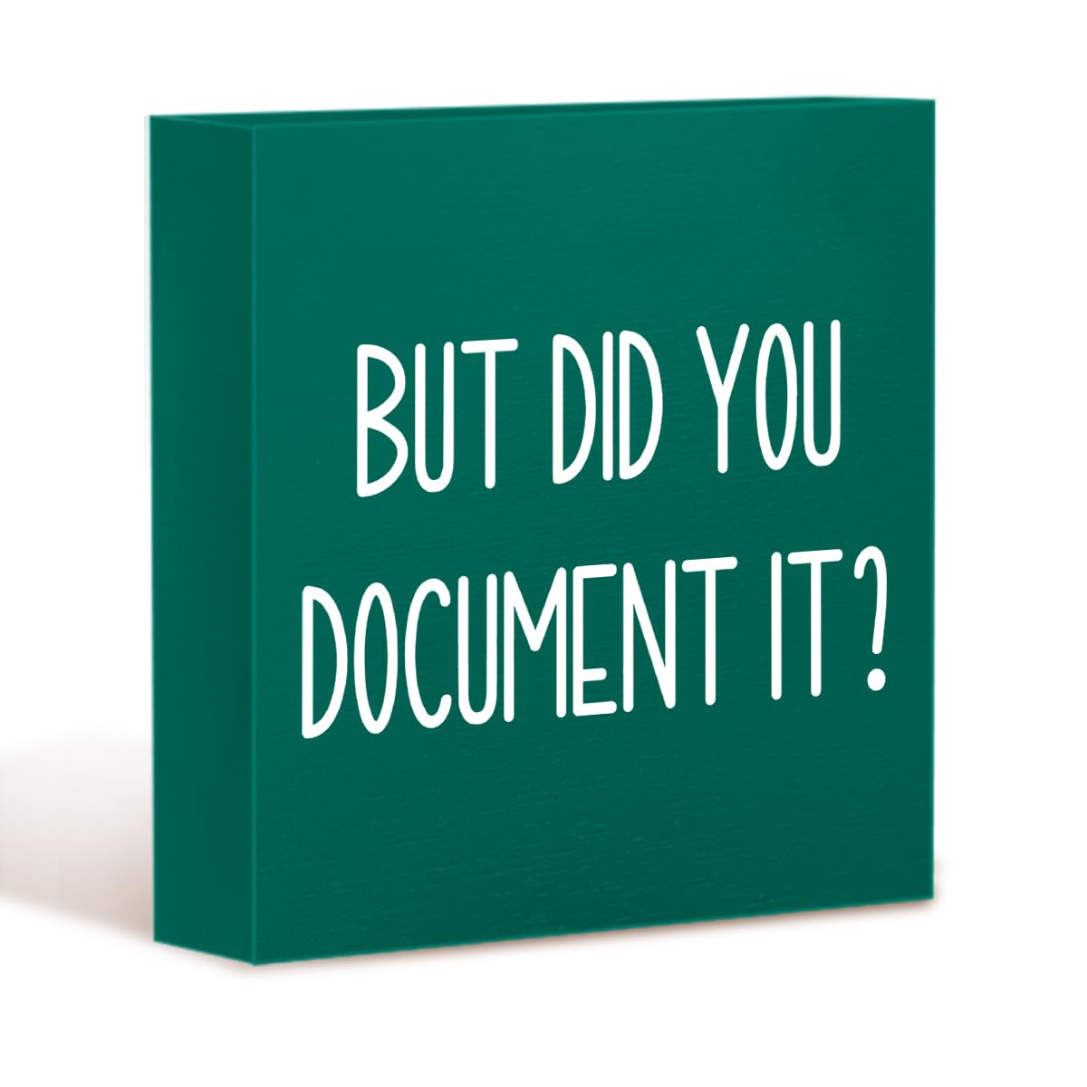 mmiishe The Office Gifts Desk Decor But Did You Document It Wooden Box Sign Funny Office Boss Gifts for Women Coworkers Boss Day Gifts for Him Decorations for Home Office 5 x 5 Inches (Green)