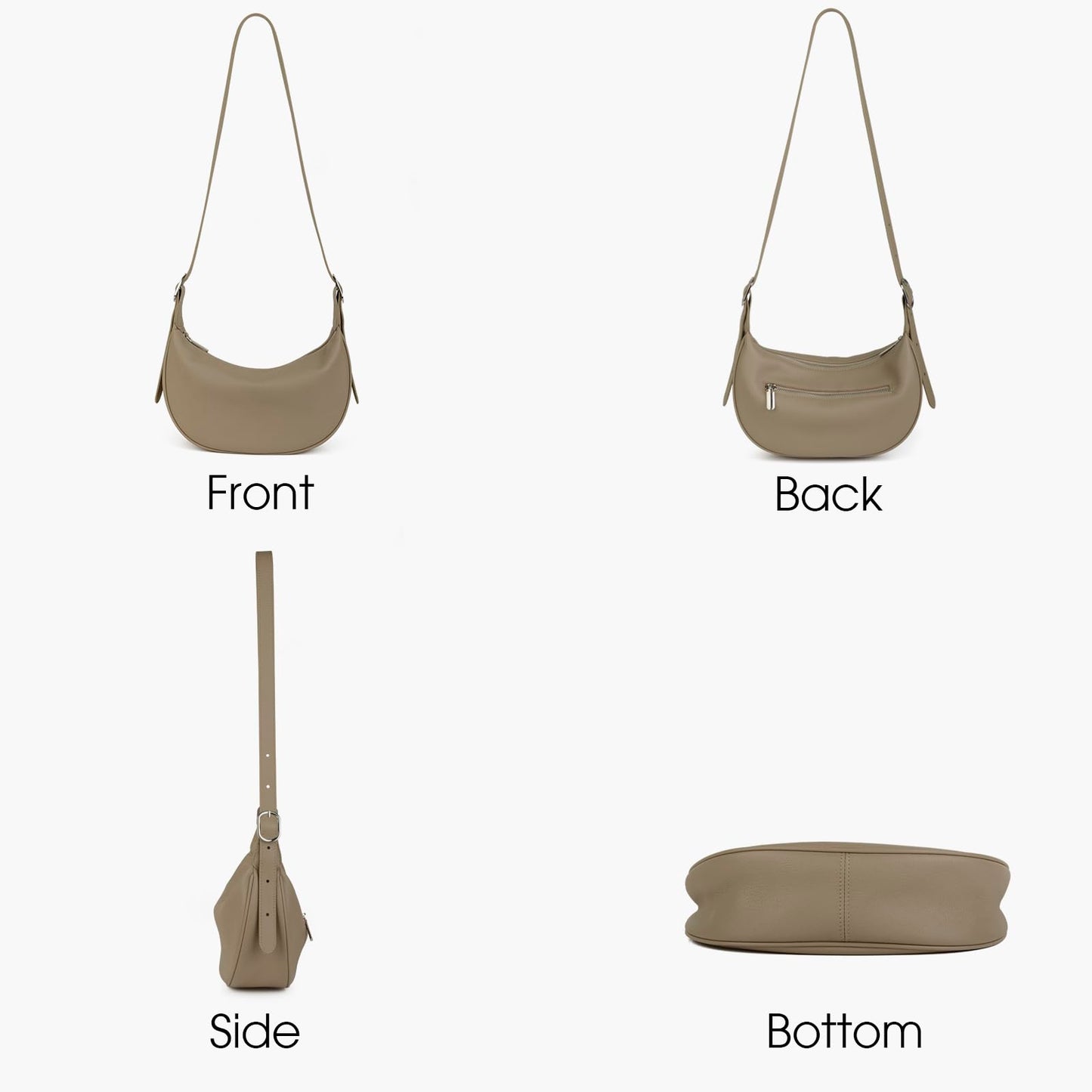 DONNAIN Casual Soft Leather Hobo Bags Women Crossbody, Trendy Crescent Shoulder Bag and Mini Purse (New Khaki, Small)