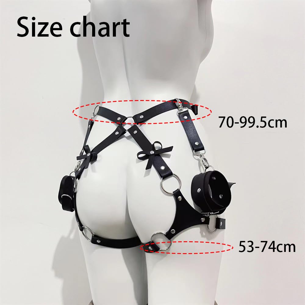 BAQOEYII Punk Leather Thigh Straps,Punk Leather Thigh Harness,Body Harness Belt for Gothic Nightclub Dress, Party Garter Belts for Women and Girls