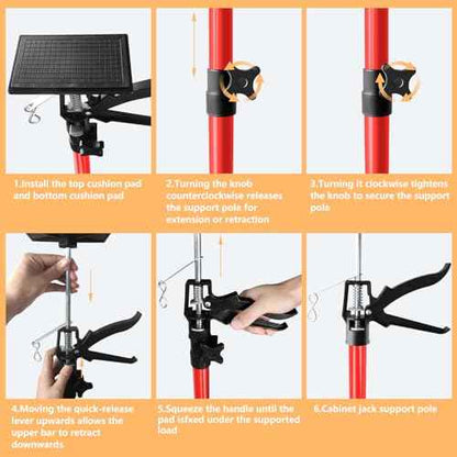 Cabinet Jack for Installing Cabinet£¬Adjustable 3rd Hand Support Pole Extend from 45 to 114 inches,Premium Steel Cabinet Lift Jack Support up to 154 lbs£¬2 Pack with Storage Bag (Red-Orange)