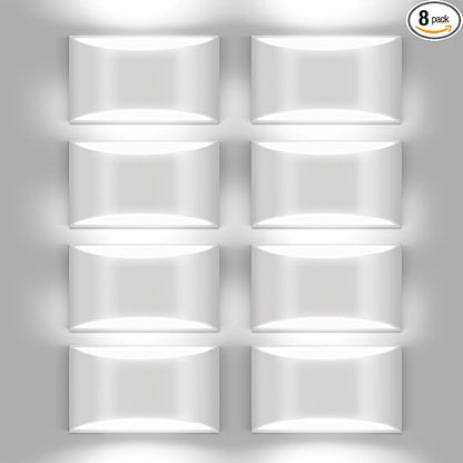 8 Pack White LED Wall Sconces Light Hardwired Wall Sconces Indoor Up and Down Wall Sconce Cool White 6000K(with G9 Bulbs)