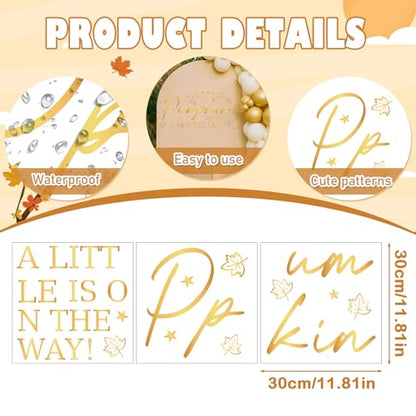 Pumpkin Baby Shower Decorations - A Little Pumpkin is on The Way Sign Decal, Wall Stickers for Balloon Arch Backdrop Decor, Fall Gender Reveal Party Decorations