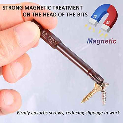 Torx Bits Set, PTSLKHN 24PCS Security Torx Bit Set, High Hardness S2 Alloy Steel, Magnetic, Anti-rust