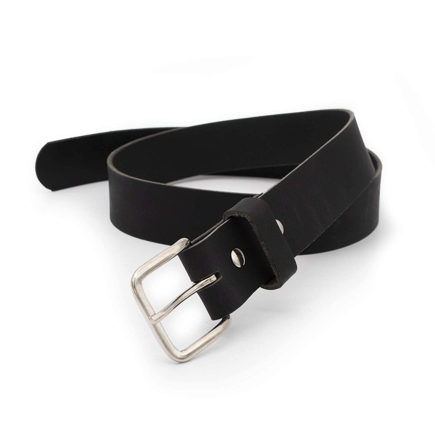Main Street Forge Journeyman Leather Belt | Made in USA | Black w/Silver Buckle | Size 38