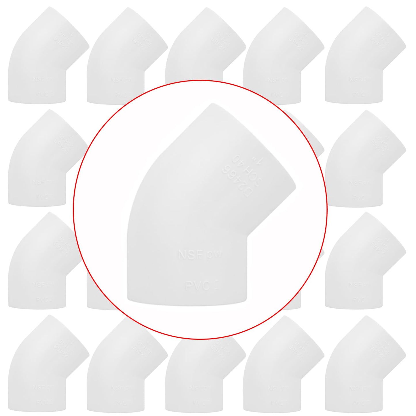 20Pack 1" 45 Degree PVC Elbow Pipe Fitting Connector (Socket x Socket) Furniture Build Grade SCH40 1 Inch 45 Degree Elbow PVC Corner Adapter for Home Sewer Plumbing Water Line