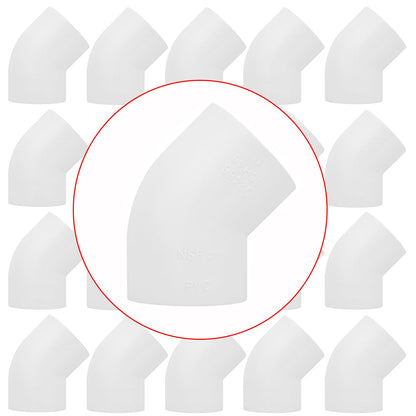 20Pack 1" 45 Degree PVC Elbow Pipe Fitting Connector (Socket x Socket) Furniture Build Grade SCH40 1 Inch 45 Degree Elbow PVC Corner Adapter for Home Sewer Plumbing Water Line