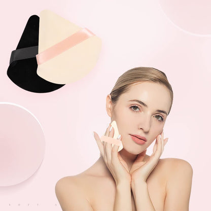 Pimoys 12 Pieces Powder Puff Face Triangle Makeup Sponge for Loose Powder Setting Powder Velour Foundation Blender Sponge Beauty Makeup Tool, Black